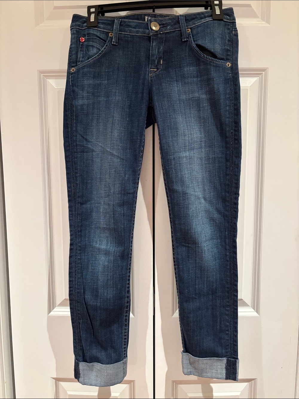 Hudson Low-Rise Jeans with Rolled Cuffs